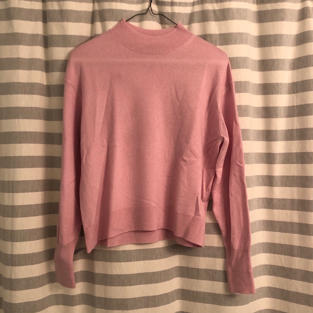 Everlane XS Cashmere Crop Mockneck in Soft Pink
